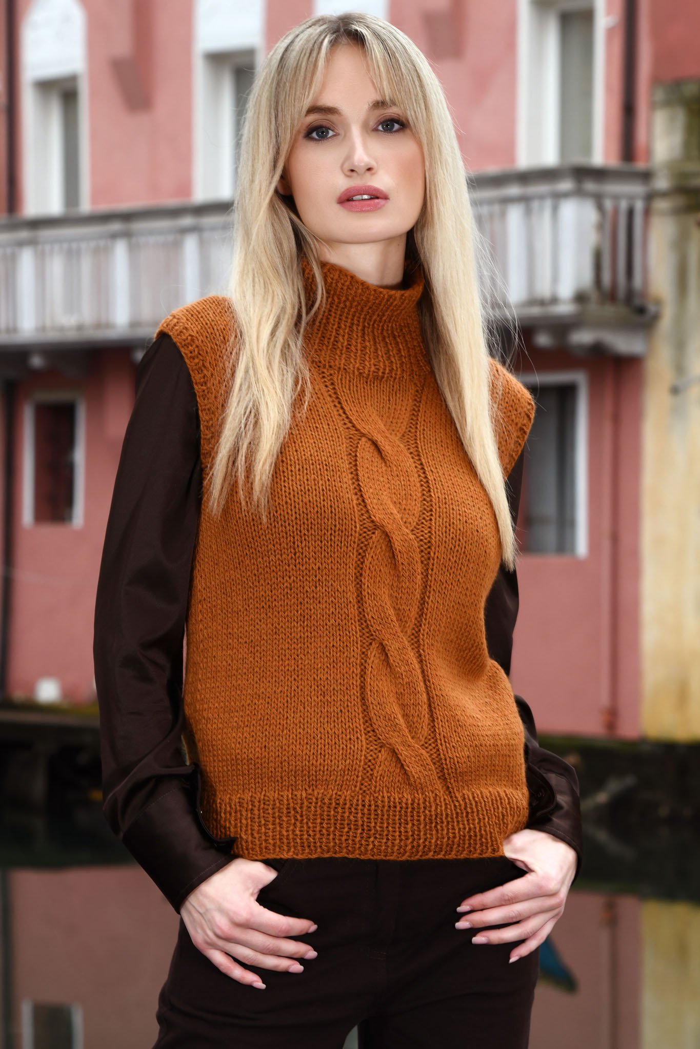 Gilet con treccia